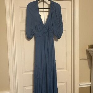 Free People Long Sleeve Blue Dress